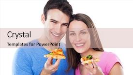  Presentation with pizza - Amazing presentation theme having fast food white background - young couple eating pizza backdrop and a  colored foreground