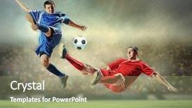  Presentation with football stadium - Presentation theme with fast forward - two football players in jump background and a seafoam green colored foreground