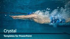  Presentation with swimming - Beautiful theme featuring fast forward - young man swimming in pool backdrop and a ocean colored foreground