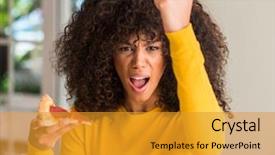  Presentation with ready to eat meal delivery - PPT theme featuring fast furious - african american woman ready background and a gold colored foreground