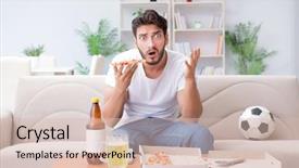  Presentation with pizza and sports - Amazing theme having fast furious - man eating pizza having backdrop and a  colored foreground