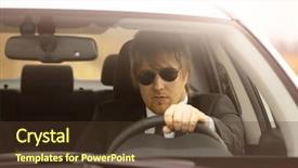  Presentation with driving - Theme with fast furious - man in suit driving background and a tawny brown colored foreground
