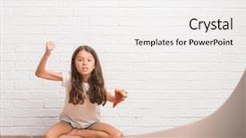  Presentation with anger kid - Presentation theme having fast furious - young hispanic kid sitting background and a white colored foreground