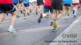  Presentation with people face adults - Slides consisting of fast in a city marathon background and a light gray colored foreground