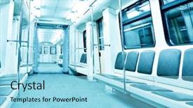  Presentation with urban train - Presentation design consisting of bus pass - perspective and diminishing wide angle background and a light blue colored foreground