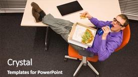  Presentation with office ergonomics man worker exercising - PPT layouts featuring fast meal in office - man background and a tawny brown colored foreground