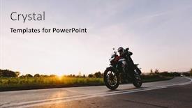  Presentation with asphalt road - Amazing presentation design having fast-motorcycle-drive-on-asphalt backdrop and a light gray colored foreground