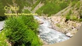 Presentation with mountain - Cool new presentation theme with fast-mountain-river-in-gorge backdrop and a tawny brown colored foreground
