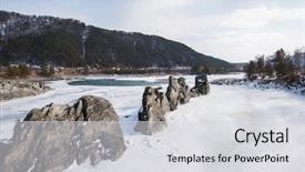  Presentation with siberia - Beautiful PPT theme featuring fast mountain river katun backdrop and a light gray colored foreground