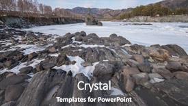  Presentation with siberia - Colorful presentation design enhanced with fast mountain river katun backdrop and a dark gray colored foreground