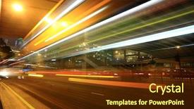  Presentation with street lights - PPT layouts with fast moving bus at night background and a tawny brown colored foreground