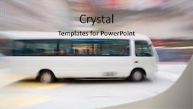  Presentation with road bus - PPT theme enhanced with fast moving bus with motion background and a mint green colored foreground
