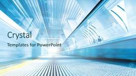  Presentation with moving business - PPT theme having fast moving escalator way background and a sky blue colored foreground