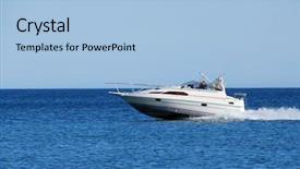  Presentation with speed - PPT theme enhanced with power boats - fast moving speed boat background and a light blue colored foreground