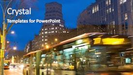  Presentation with game and movie night - Slides featuring moving traffic in night city background and a ocean colored foreground