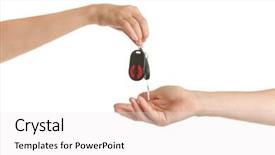  Presentation with hotel key kiosk - Presentation theme having fast pass - female hand giving car key background and a white colored foreground