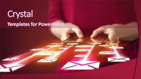  Presentation with email - Slide deck featuring fast reading - hand holding tablet and sending background and a tawny brown colored foreground