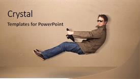  Presentation with sleepy yawning man driving car - Presentation design having fast reading - happy funny man driving background and a lemonade colored foreground