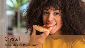  Presentation with eat - Beautiful presentation featuring fast thinkig - african american woman ready backdrop and a coral colored foreground