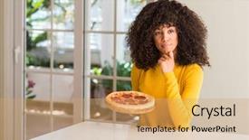  Presentation with ready to eat meal delivery - Presentation consisting of fast thinkig - african american woman ready background and a coral colored foreground