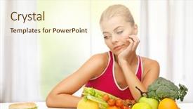  Presentation with hamburger - PPT theme with fast thinkig - picture of doubting woman background and a cream colored foreground