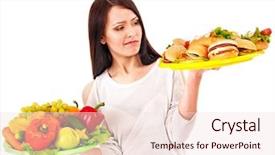  Presentation with love between man and woman - Audience pleasing slide deck consisting of fast thinkig - thinking woman choosing between fruit backdrop and a lemonade colored foreground