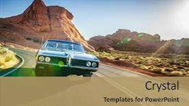  Presentation with vintage car - Beautiful PPT layouts featuring fast through desert in vintage backdrop and a coral colored foreground