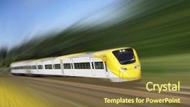  Presentation with train - Slide deck enhanced with fast train in motion background and a tawny brown colored foreground