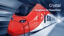  Presentation with train - PPT theme having fast train in motion background and a navy blue colored foreground