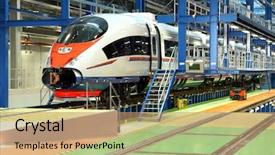  Presentation with train service - Slide set with fast train in the service background and a coral colored foreground