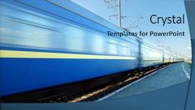  Presentation with moving fast train track - Slides consisting of fast train passing by motion background and a light blue colored foreground