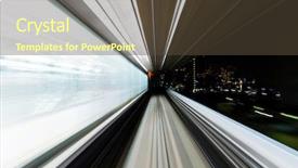  Presentation with moving fast train track - Presentation consisting of fast train passing through city background and a tawny brown colored foreground