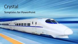  Presentation with blur - Audience pleasing PPT theme consisting of fast train with motion blur backdrop and a light blue colored foreground