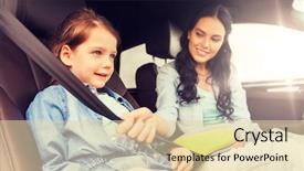  Presentation with safety transport - Presentation design featuring fastener - family transport road trip background and a lemonade colored foreground