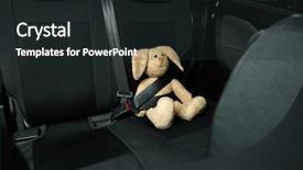  Presentation with car seat - Audience pleasing slide set consisting of fastener - fastened toy bunny sitting backdrop and a wine colored foreground