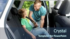  Presentation with father - PPT theme enhanced with fastener - father fastening security belt background and a ocean colored foreground