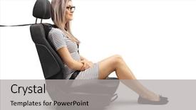  Presentation with seat belt in car safety - Presentation enhanced with fastener - full length profile shot background and a light gray colored foreground