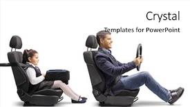  Presentation with car seat - Presentation design featuring fastener - full length profile shot background and a white colored foreground