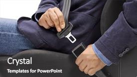  Presentation with car seat - Beautiful presentation design featuring fastener - male hands fastening a car backdrop and a dark gray colored foreground