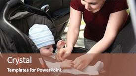  Presentation with mother baby - PPT theme consisting of fastener - mother fastening seat belt background and a red colored foreground