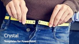  Presentation with trousers - Cool new presentation design with fastener - young man with a measuring backdrop and a ocean colored foreground