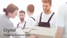  Presentation with frames isolated on white brown - Colorful PPT theme enhanced with faster - manager and movers isolated backdrop and a  colored foreground