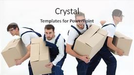  Presentation with job - Presentation design featuring faster - movers in a hurry background and a  colored foreground