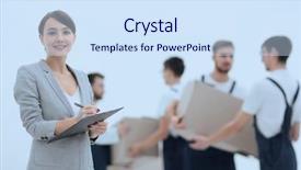  Presentation with sports manager - PPT layouts with faster - woman manager holding clipboard background and a sky blue colored foreground