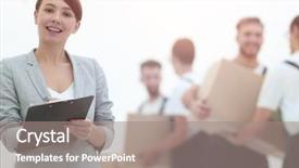  Presentation with manager support and job satisfaction of nurses - PPT theme with faster - woman manager holding clipboard background and a gray colored foreground