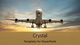  Presentation with runway - Audience pleasing PPT theme consisting of fastest mode of transportation backdrop and a gold colored foreground