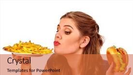  Presentation with hamburger - Slides with fastfood big hamburger and fried background and a red colored foreground