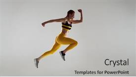  Presentation with strong - PPT theme consisting of fasting health - strong woman running fast background and a light gray colored foreground