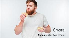  Presentation with closed - PPT layouts with fasting health - young bearded man with eyes background and a sky blue colored foreground