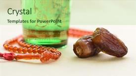  Presentation with water glass - Presentation theme enhanced with fasting prayer - glass of water dates background and a mint green colored foreground